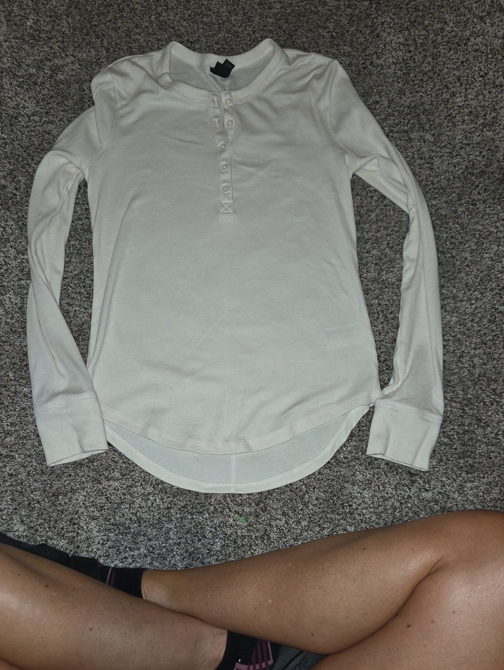 wild fable Off-White Ribbed Henley Long Sleeve Top